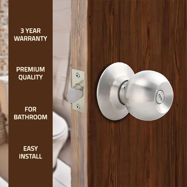 Stallion Stainless Steel Door Lock - Keyless door knob for Bathroom, Balcony Door